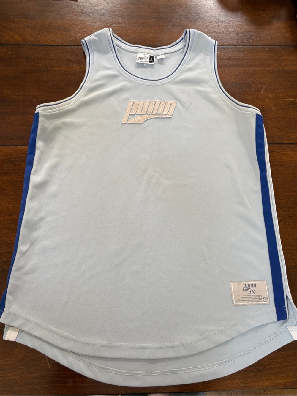 Puma Light Blue Tank with Royal Blue Side Stripes